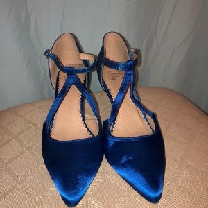 JC Blue Satin & Glitter Strappy Pumps, Size 7